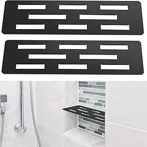 2 Pack Rectangular Shelf for 12 Inch Tile Prefabricated Niches, Shower Niche Shelf with Frosted 316 Stainless Steel Finish, Fits 1/8 inch Grout Lines Shower Niche Insert