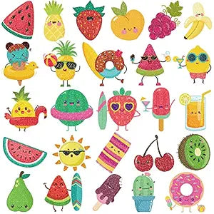 Summer Glitter Fruit Temporary Tattoos for Kids - 110 Glitter Styles,Watermelon Strawberry Pineapple Tattoos Sticker for Boys Girls Birthday Party Favors
