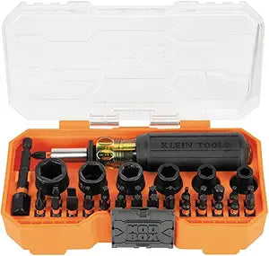 Klein Tools 33805 ProFlex 38-Piece SAE Impact-Rated Tool Set with Modular Case, S2 Steel, Magnetic, Adjustable Screwdriver, 29 Bits, 6 SAE Socket Sizes