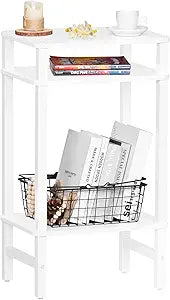 YUFAM Side Table End Table Tall Night Stand 3-Tier for Living Room Bedroom Bathroom Office Furniture White