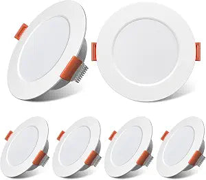 3 Inch RV Recessed Ceiling Lights 12V 3W 3000K, 6-Pack Ultra-Thin Puck Light, Dimmable LED Downlights for RV Camper Van Truck Boat Under Cabinet Lighting (70-75mm Cutout)