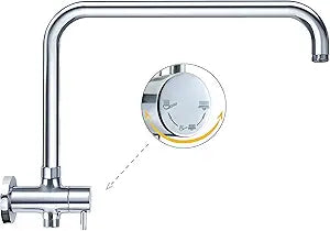 HOMVIVA All Solid Metal 3-Way Shower Arm Diverter Valve with 16 Inch Shower Head Extension Arm And High Rise Extender for Handheld and Fixed Shower Head, G1/2 Universal with Flange,Chrome