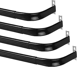 Wesiti 4 Packs Curtain Single Rods Bulk for Windows Adjustable Tension Rod for Door Kitchen Valance Sash Curtains, Bracket and Hardware Included(48-84 Inch,Black)