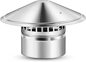 Tandefio 6 Inch Chimney Cap for Outside Stove Pipe Cap with Screen Chimney Cover Stainless Steel Roof Silver Fireplace Screen Cover Exterior Stove Pipe Topper for Vent Flue