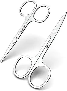 Stainless Steel Facial Grooming Scissors, Eyebrow Nose & Beard Precision Trimming Set