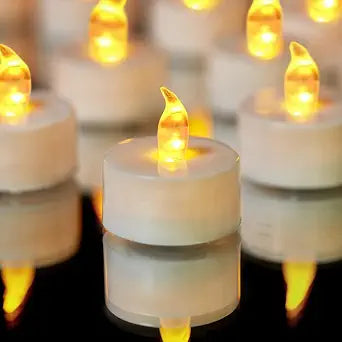 YIWER Tea Lights LED Tea Light Candles 200 Hours Pack of 100 Realistic Flickering Bulb Battery Operated Tea Lights for Seasonal Festival Celebration Electric Fake Candle in Warm Yellow(2 * 50)