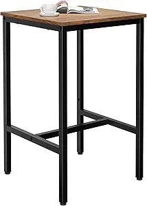 Lutown-Teen Square Bar Table, High Top Table - Industrial Metal Frame for Small Spaces & Narrow Kitchens, 23.6x23.6x36.9 in (LxWxH), Easy Assembly, Mahogany and Black