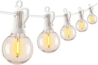 Brightown Outdoor String Lights, 50FT 25 G40 Bulbs Shatterproof Patio Lights, IP65 Waterproof Dimmable Hanging Connectable Globe LED Outdoor Lights for Backyard, Bistro, Porch, Deck, Balcony, White