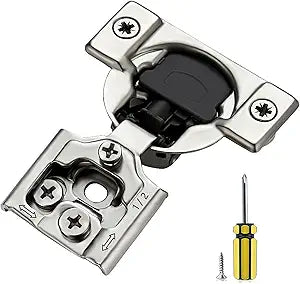 Ravinte 60 Pack 30 Pair 1/2 inch Overlay Soft Close Kitchen Cabinet Hinges Stainless Steel Adjustable Kitchen Hinges Satin Nickel Cabinet Hardware