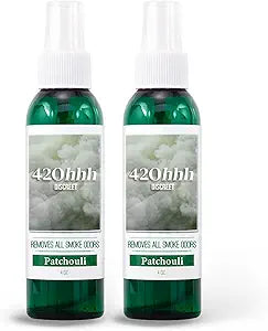 420hhh CannaEssence Multi-Purpose Odor Eliminating Spray: Essential Oil-Based Solution, Removes All Smoke Odors in Home, Car, Office, Clothing & Furniture- 4 oz, Patchouli (Pack of 2)