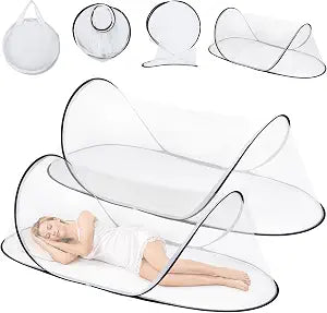 2 Pcs Large Pop Up Mosquito Net for Bed 78.7"x31.5"x23.6" Portable Foldable Mesh Tent, Lightweight Breathable Instant Pop-Up, for Camping, Travel, Patio No Assembly, Keeps Bugs Out
