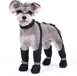 Allroaring Dog Suspender Boots, Waterproof Dog Rain Boots, Puppy Snow Shoes for Winter, Anti Dirt Pants with Shoes, Adjustable Suspender Pants for Outdoor Walking