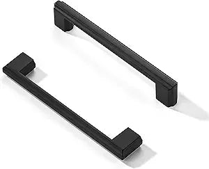 AVICCI 10 Pack Cabinet Handles-5"/128mm Screw Spacing Matte Black Furniture Hardware Handles for Kitchen Cabinets Bedroom Cabinet Pulls