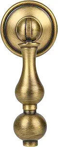 SALISENG Antique Brass Cabinet Drop Pulls 6 Pack, Solid Brass Dresser Drawers Knobs, Modern Cupboard Wardrobe Pendant Knob, Bedroom Bathroom Cabinet Knob