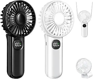 Portable Fan, Small Handheld Fans 2-Pack, Black & White