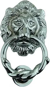 Renovators Supply Manufacturing Solid Brass Lion Door Knocker Chrome Finish 6.25 inches Front Entry Hardware