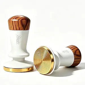 Bincoo 58mm Espresso Tamper Spring Loaded Espresso Press,Calibrated Consistent Pressure Coffee Tamper with Wood Handle, Professional Barista Tool for Espresso Machine, Coffee TamperWhite