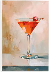 Manhattan Cocktail Cherry, 13 x 19 Inch Mounted Print on Wall Plaque