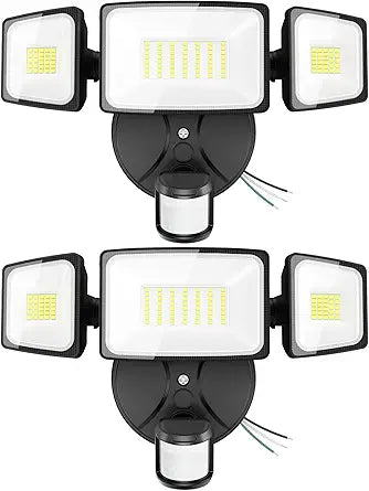 Onforu 2 Pack 75W LED Motion Sensor Outdoor Lights, 7000LM Dusk to Dawn Outdoor Lighting, 6500K Motion Detector Flood Light, IP65 Waterproof Hardwired LED Security Light for Yard Garage