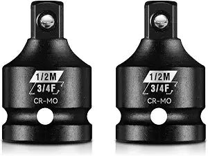BLACKROBOT 2 Pieces 3/4 F To 1/2 M Impact Socket Adapter Set, SAE Drive Cr-Mo Steel Exceeds ANSI Standards, Square Drive Socket Reducer for Impact Driver Wrench