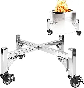 Expandable Fire Pit Stand for Solo Stove Ranger, Bonfire & Yukon (18"-28") - Heavy Duty Stainless Steel Stand with 360 Locking Wheels, Portable Outdoor Firepit Base for Deck, Patio & Camping
