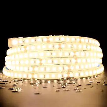 SuperlightingLED DC24V 3000K White LED Strip for Sauna Lighting, Flexible Long 5m 16.4ft 120 LEDs/m High-temperature Resistant IP68 Waterproof LED Strip Light for Steam Room (3000K Warm White)