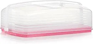 Tupperware, Rectangular Cake and Cupcake Carrier in Pink, Holds 18 Cupcakes