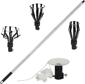 12FT Light Bulb Changer for High Ceilings, Aluminum Extension Pole with Suction Cup & 3 Cage Attachments, Light Bulb Removal Tools for Recessed Lights and Standard Bulbs