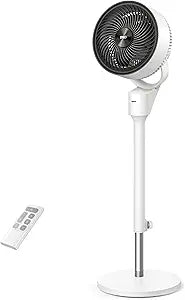 DREO Fan for Bedroom, 80┬░ Oscillating Standing Fan, 25dB Quiet, 80ft Pedestal Fans for Home Office, 90┬░ Manual Vertical, 3 Speeds, Remote, 34-41" Adjustable Height, Air Circulator