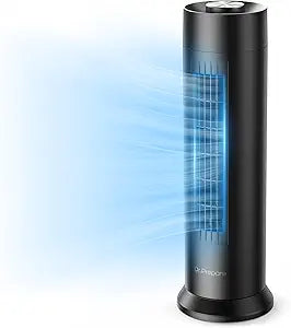 DR.PREPARE Tower Fan, 28 dB Quiet Desk Fan, 3ΓSpeeds, 80┬░ Oscillation, Detachable Washable Bladeless Design, 16 Inch Portable Table Fan for Room, Home, Office,Black