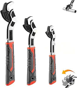 6" 8" 10" Pipe Wrench Set, Self-Adjusting Plumbers Wrench
