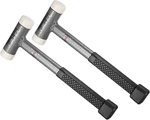 HARFINGTON 2pcs 16oz Dead Blow Mallet 11.02" Double-Faced Nylon Head Alloy Steel Grip Non-Recoiling Mallet for Home Improvement Polished Surfaces Building Materials Equipment Installation