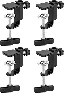 QWORK Universal Desk C-Clamp with 1/2" Thread Hole, 4 Pack Adjustable Metal Mounting Table Clamp, Desk Light Clamp Mount Holder for Swing Arm Magnifying Desk Lamp Microphone Camera