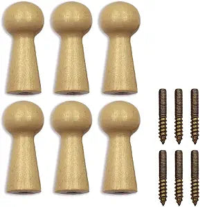 Wooden Shaker Peg Wood Screw-on Shaker Pegs 1.5 Inch Long Unfinished Wood Shaker Racks for Hanging Clothes Hats Towel and More DIY Paint Color (6 Pieces)