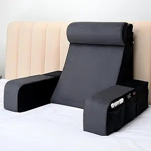 Vekkia 21" Reading Pillow for Bed Sitting Up 60 Ergonomic Wedge Back Support with Adjustable Arms & Headrest, XL Side Pockets, Bed Chair for TV, Gaming, Working, Nursing, Recovery
