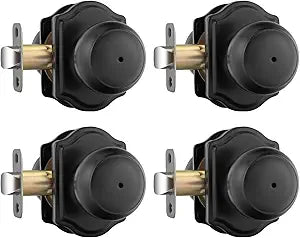 Goldenwarm Matte Black Door Knobs Interior, Privacy Door Knob for Bedroom & Bathroom, Black Interior Door Knobs with Arched Plate 4 Pack