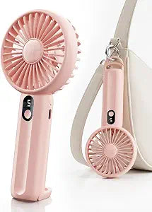 Mini Portable Fan, Small and Powerful, Design 5 Speed Personal Handheld fan and Desktop, Lightweight USB Rechargeable for Travel Lash Makeup Girl Women Summer Gift Pink