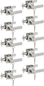NEWBANG Keyed Alike Entry Lever Lock for Exterior Door and Front Door with Handle Satin Nickel Finish