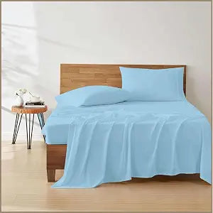 Luxury 4 Piece Rv King Sheet Set, Ultra Soft Microfiber Sheets with Deep Pockets, Fits Mattresses up to 15 Inches, 72" x 80", Light Blue Solid
