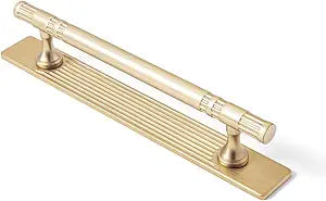 Goo-Ki 5.04" c-c Champagne Bronze Cabinet Pulls with Back/Base Plate - 2 Pack Bar Drawer Pulls Cabinet Handles Zinc Alloy Kitchen Hardware with Spacer