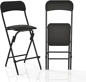 Folding Bar Stool with Back, 300lb Capacity, Collapsible Stool for Kitchen Bar, Height 25"- 2PC