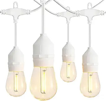 Banord Outdoor String Lights, 50FT Waterproof Patio Lights with 1W Dimmable LED Bulbs, Hanging String Lights for Outdoor Backyard, Garden, Deck, Porch, Gazebo, Balcony, Camping, Party(White)