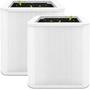 211+ Replacement Filter Compatible with Blue Pure 211 Air Purifiers, 2-in-1 True HEPA Particle and Activated Carbon Filters, 2 Pack