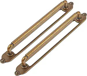 Goo-Ki 2 Pack Cabinet Pulls Handles with Back Plate Spacer, 7-1/2 Inch Hole Center Antique Brass Zinc Alloy Kitchen Hardware for Bar Drawer,9630GT-192-G025-2