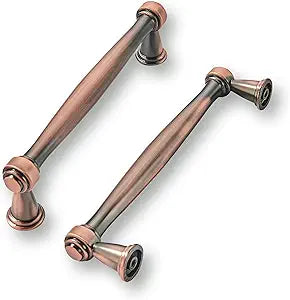 khtumeware 10 Pack 3-3/4 Inch(96mm) Brushed Antique Copper Cabinet Pulls Soild Vintage Kitchen Cabinet Handles Kitchen Cabinet Hardware for Cupboard Drawer Handles Dresser Pulls