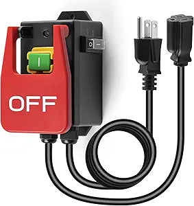 110V Single Phase Safety Switches, Ortis Router Table Switch with ON/Off Master Switch and Large Emergency Stop Paddle, Plug-and-Play for Table Saws and Workshop Tools