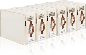 6 Pack Bed Sheet Organizers and Storage, Bedding Storage Box with Zipper, Label, Handle, Window, Linen Closet Organizer and Storage for Sheet Set, Clothing, Duvet Covers, Toys