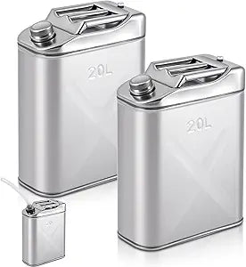 Blulu 2 Pcs 5 Gallon Stainless Cooking Oil Storage Can Commercial 304 Food Safety Fryer Oil Storage Container Distributor with Guide Pipe and Lid for Kitchens Restaurants Food Trucks