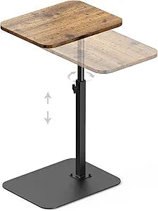 HzTinT TV Tray Side Table Sofa Tray for Couch Heavy Metal Base Swivel/Adjustable Height, Sofa Bed Bathroom Living Room, Study TV Tray C Shaped End Table Food Snack Trays for Eating Small Spaces