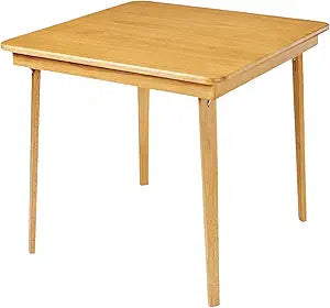 Stakmore Classic Straight Edge Square Wood Folding Card Table, 32" x 32", Oak - Foldable Wooden Tabletop Furniture for Cards, Board Games, Dining, and Extra Seating